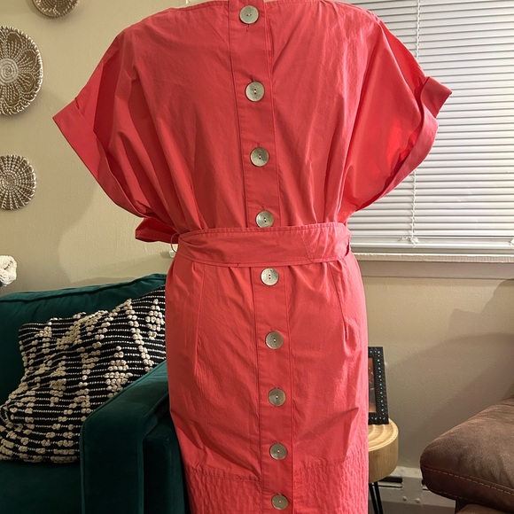 Finley Women's Pink Belted Waist Button Back Round Neck Shift Dress - Picture 8 of 11